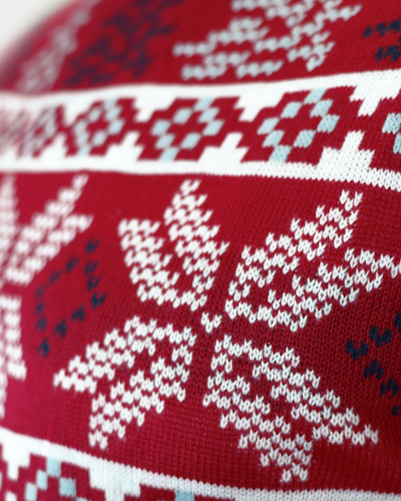 detail Classic Red Men's Christmas Jumper with Polar Stars