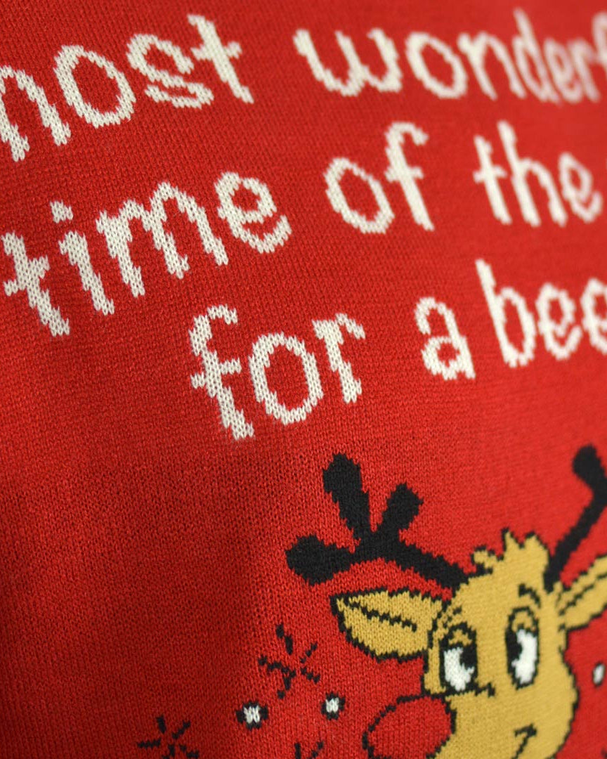detail Couple's Christmas Jumper with Reindeer + Beer Opener