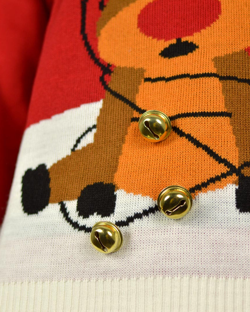 Red 3D Women's Jingle Detail Bells Suck Christmas Jumper