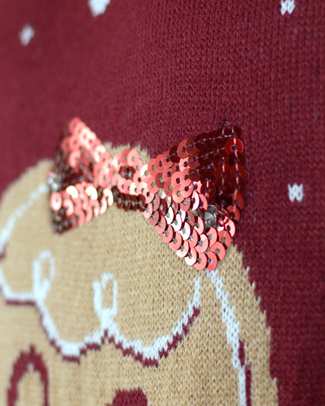detail Red LED light-up Couple's Christmas Jumper with Ginger Cookie