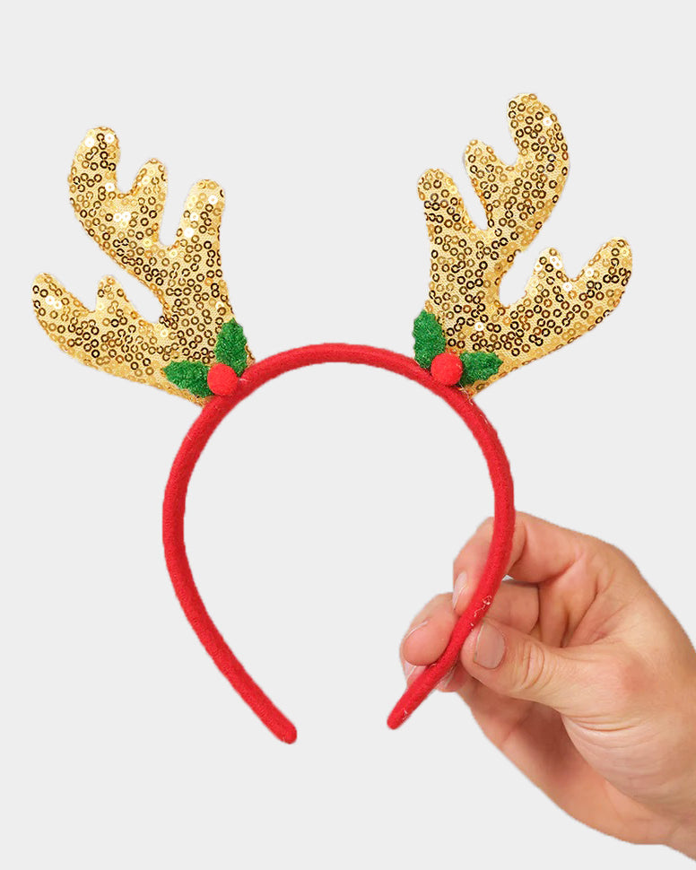 Golden Reindeer Christmas Headband