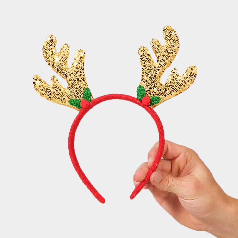 Golden Reindeer Christmas Headband