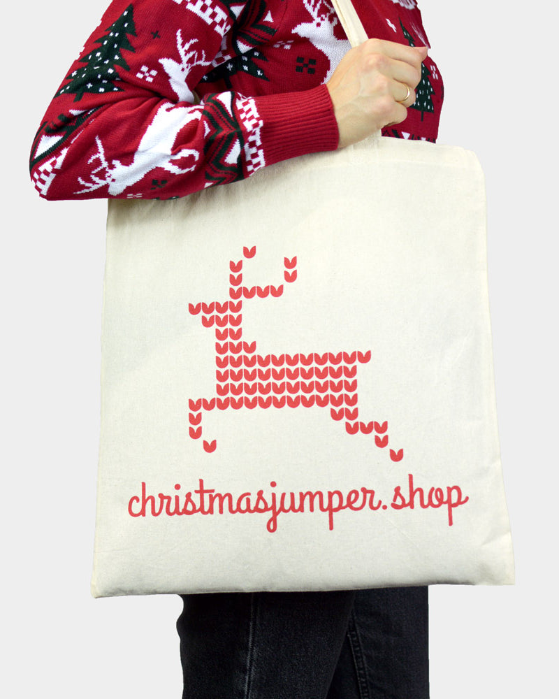 Eco-friendly Christmas Jumpers Natural Cotton Tote Bag 170g