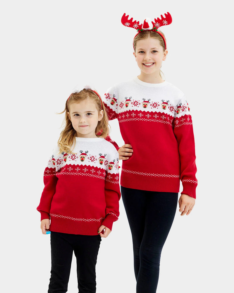 Family Christmas Jumper Adorable Reindeer Girl