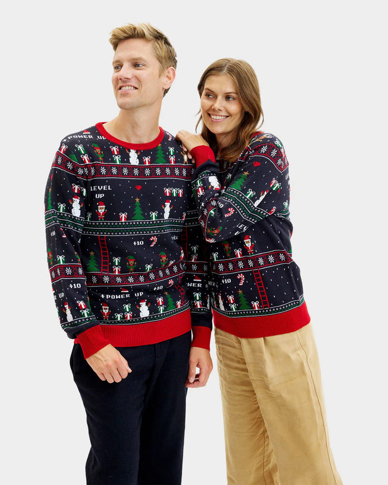 Family Christmas Jumper Vintage Gaming Couple