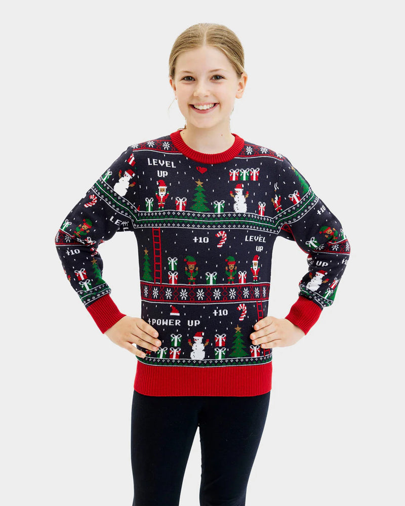 Family Christmas Jumper Vintage Gaming Girl