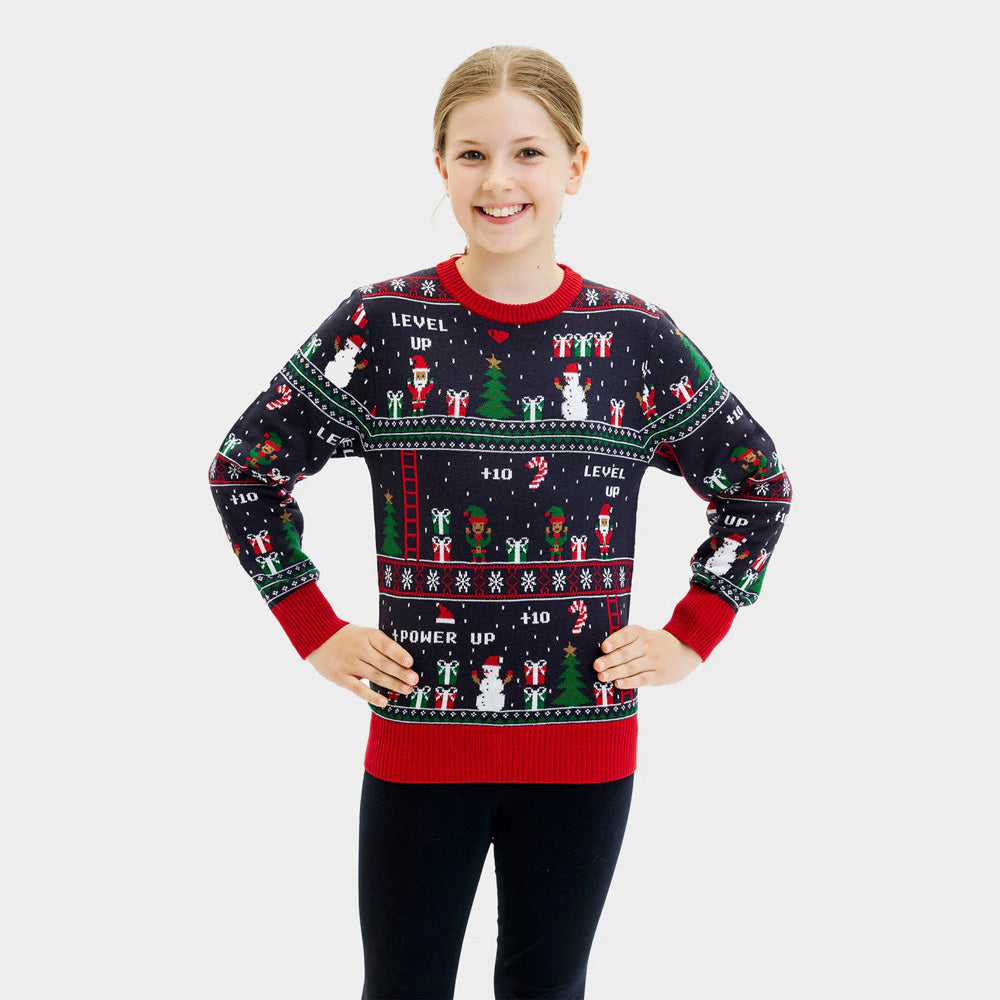 Family Christmas Jumper Vintage Gaming Girl