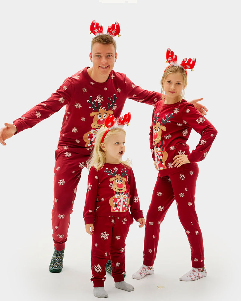 Red Christmas Pyjama for Women and Men Rudolph the Reindeer Family
