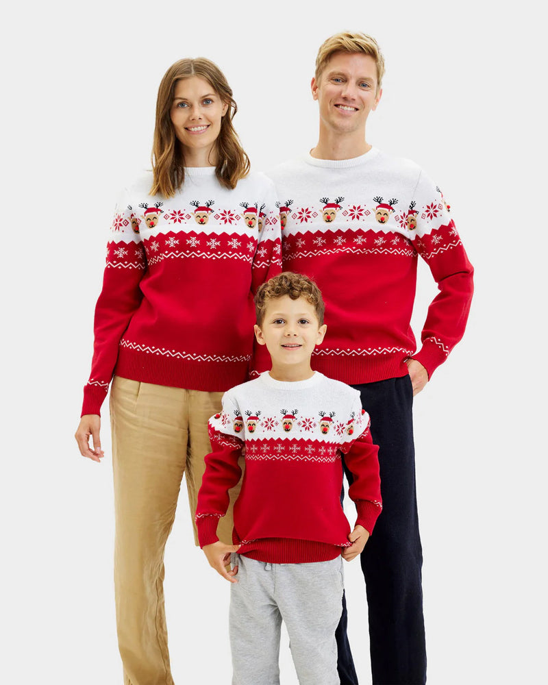 Boys and Girls Christmas Jumper Adorable Reindeer Family