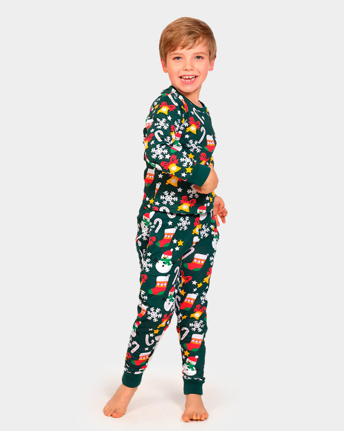Christmas motifs Green Christmas Pyjama for Children