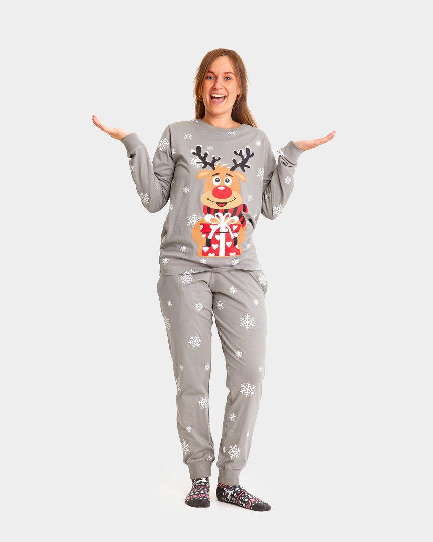 Grey Christmas Pyjama for Women with Rudolph the Reindeer