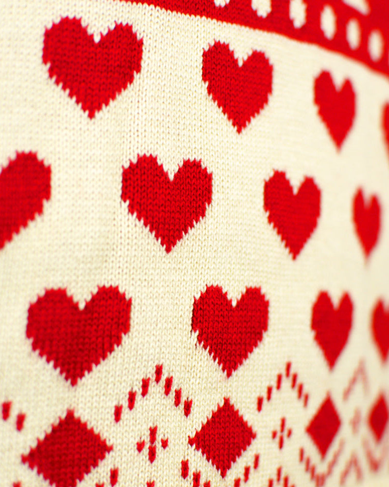 Red & Beige Organic Cotton Couples Christmas Jumper Hearts
