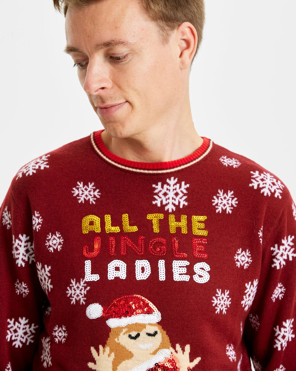 Jingle Ladies Christmas Jumper Mens Sequins