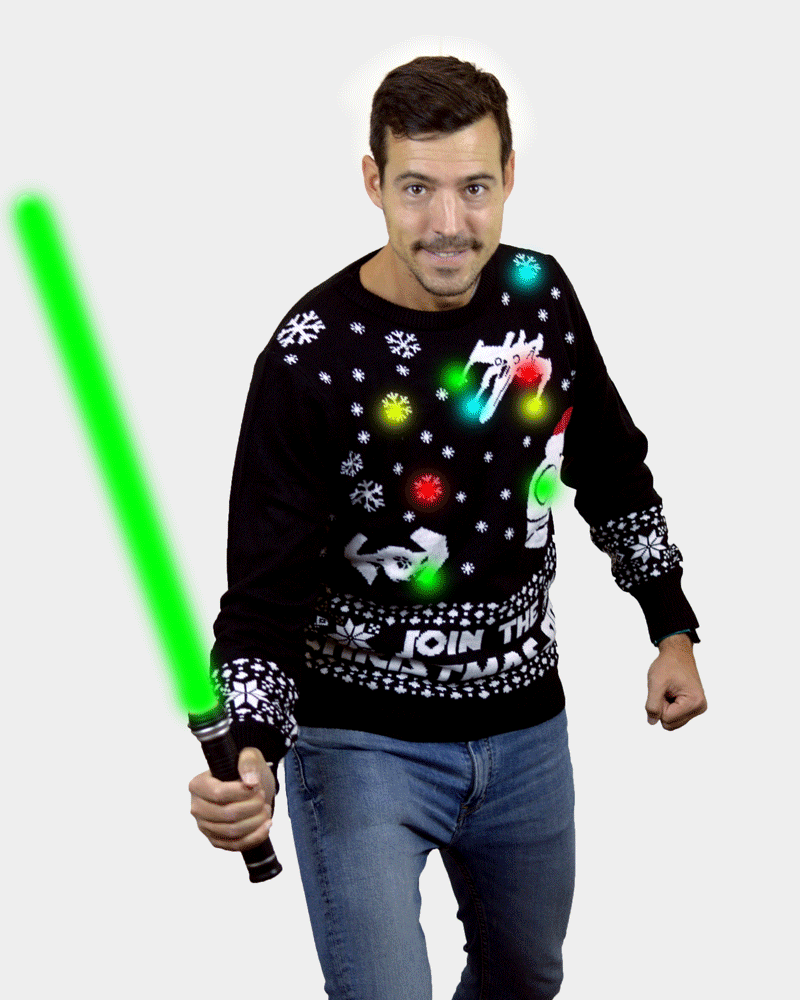 Join the Christmas Side LED light-up Christmas Jumper mens