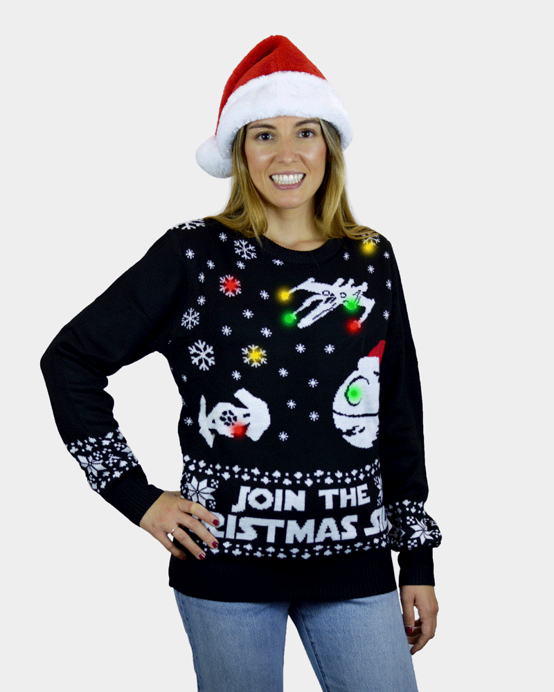 Join the Christmas Side LED light-up Couple's Christmas Jumper womens