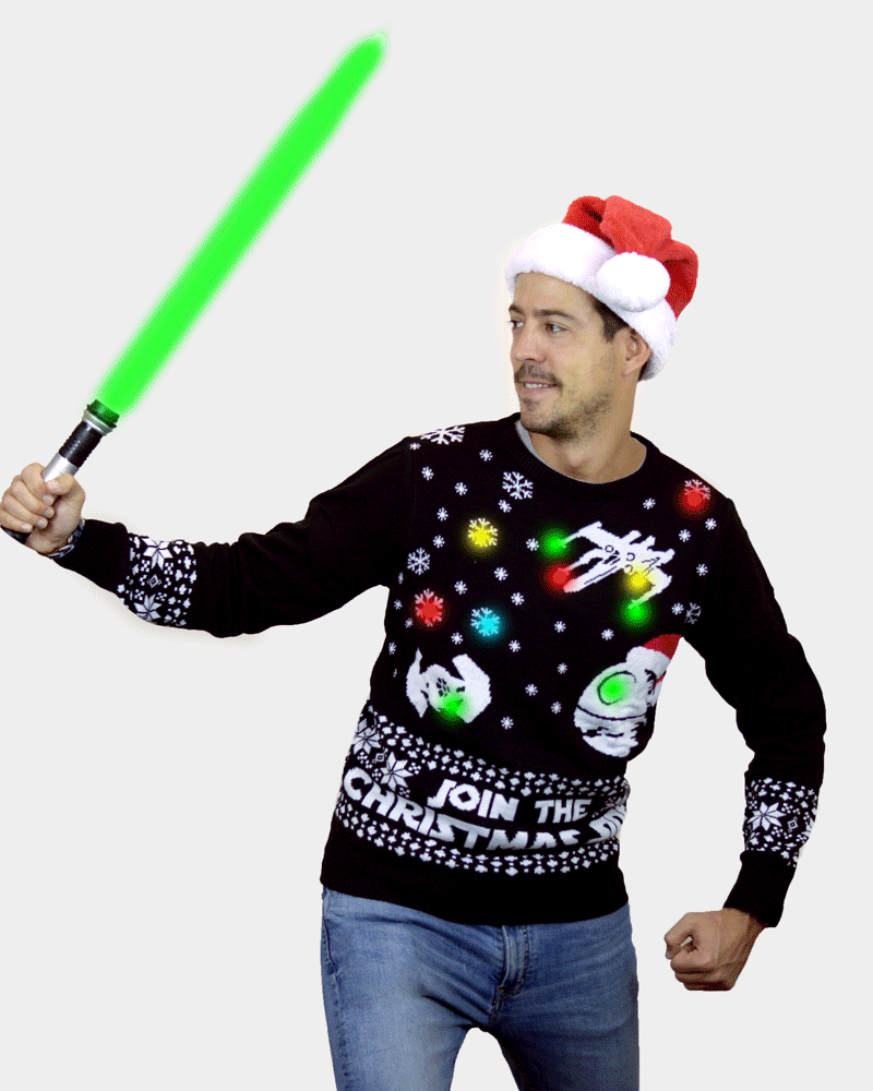 Star Wars Mens Join the Christmas Side LED light-up Womens Christmas Jumper