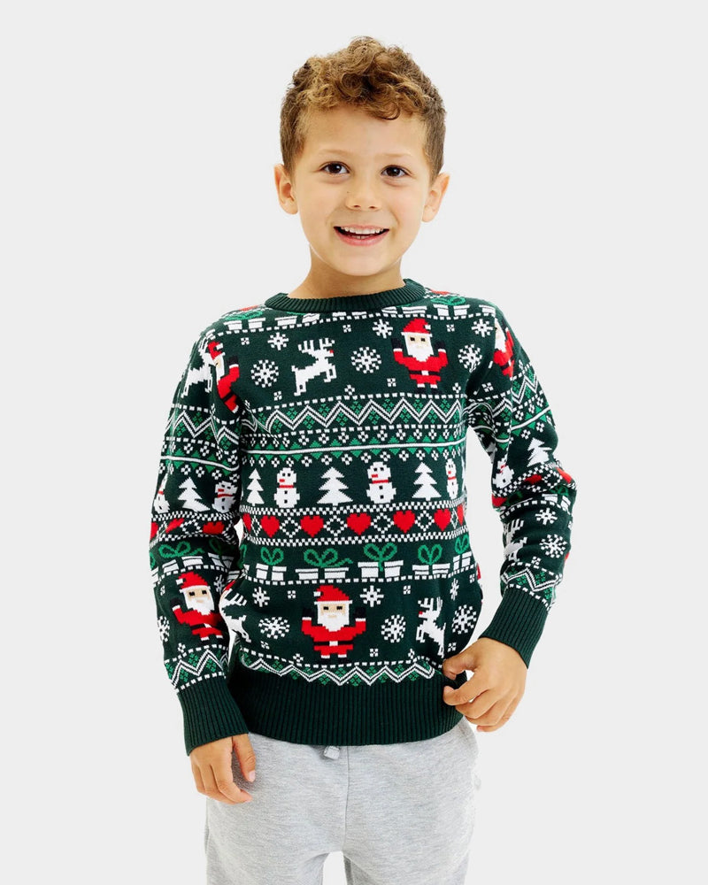 Jolly Green Organic Cotton Family Christmas Jumper boy