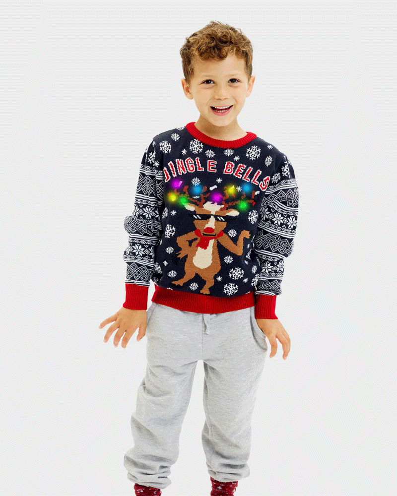 LED light-up Boys Jingle Christmas Jumper Bells