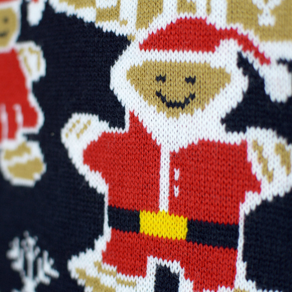 LED light-up Couple's Christmas Jumper with Gingerbread House detail