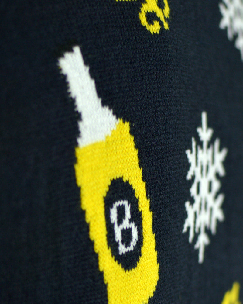 LED Light-Up Couple's Christmas Jumper Santa with Beer detail