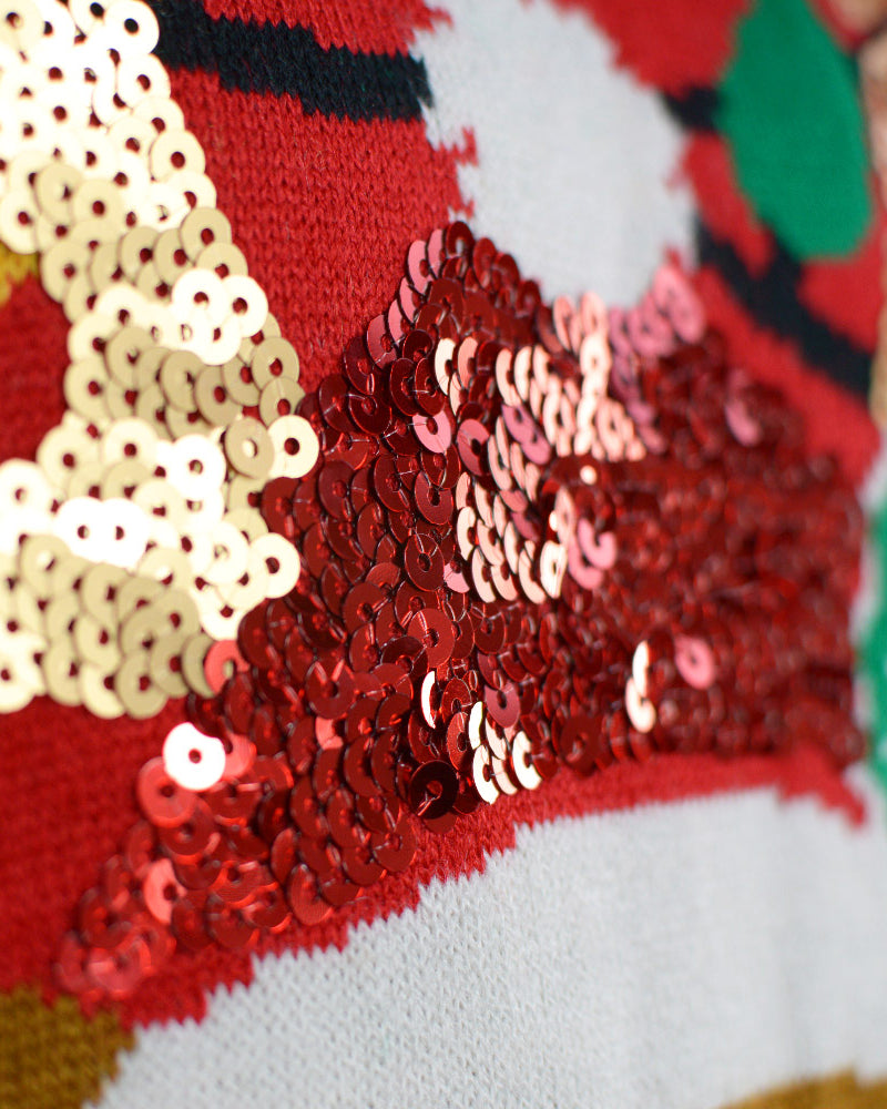 LED light-up Family Christmas Jumper Sequin Sparkling Reindeer