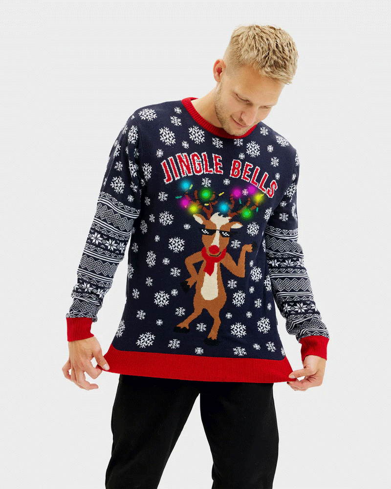 LED light-up Mens Christmas Jumper Jingle Bells