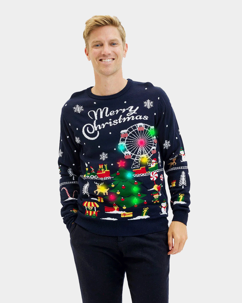 LED light-up Mens Christmas Jumper Winter Wonderland