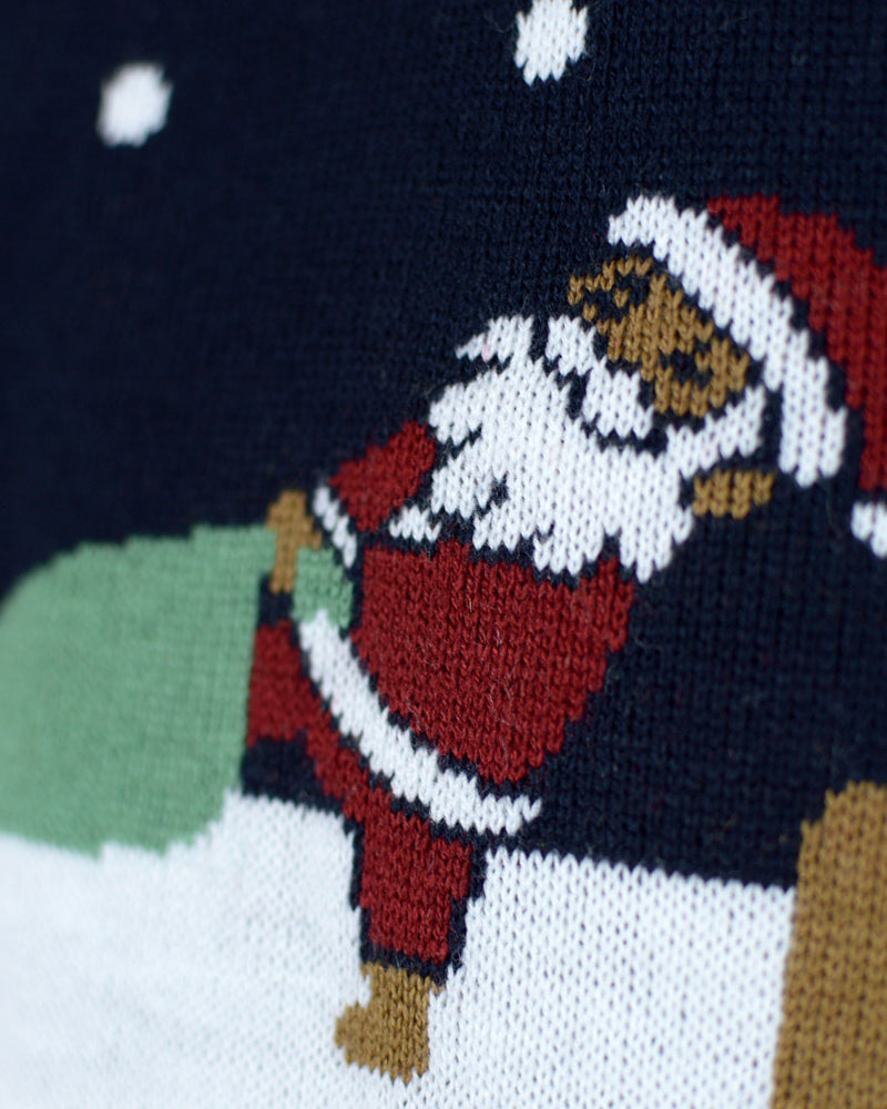 LED light-up Womens Blue Christmas Jumper Merry Christmas