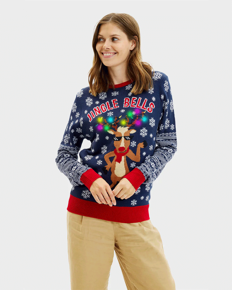 LED light-up Womens Jingle Bells Christmas Jumper
