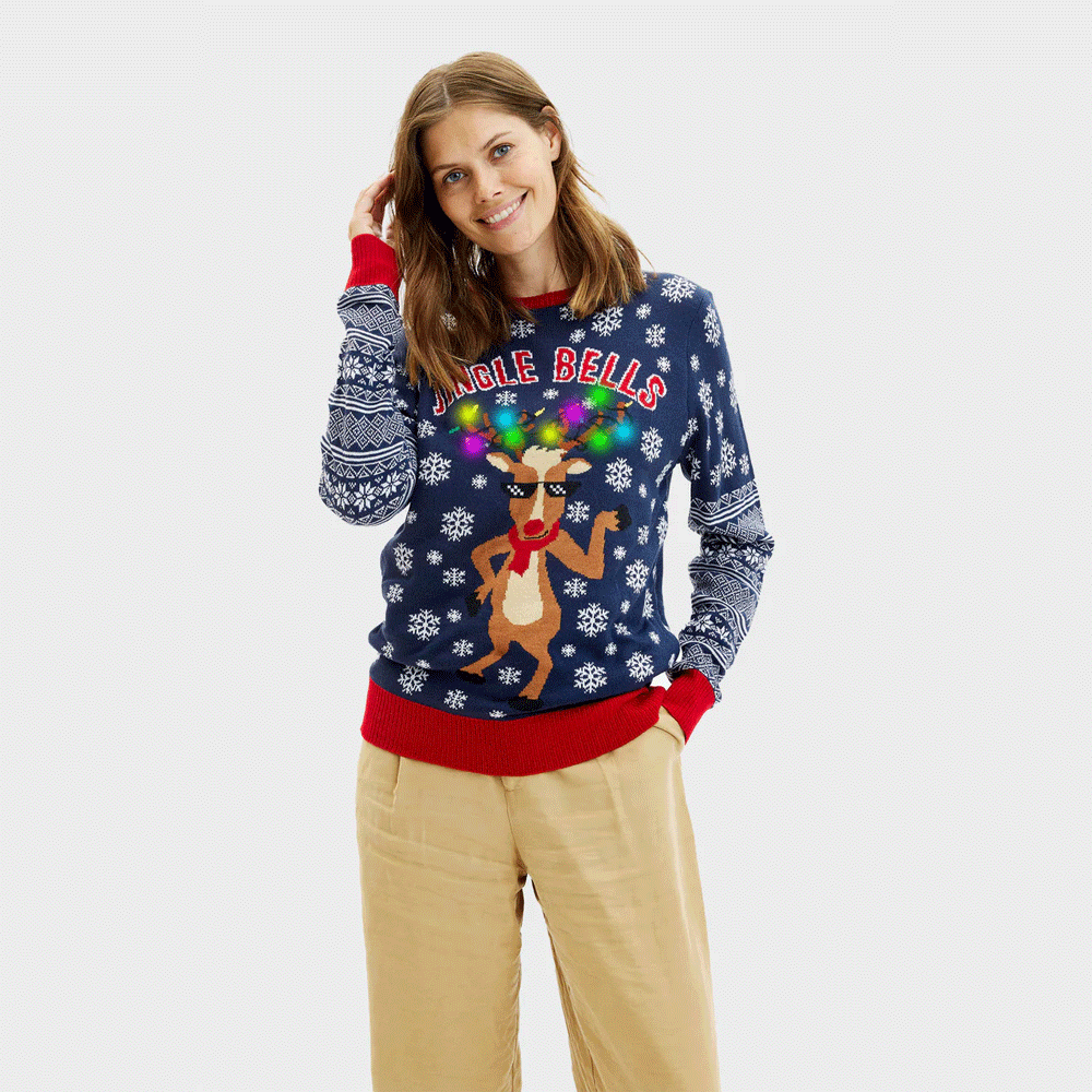 LED light-up Womens Christmas Jumper Jingle Bells