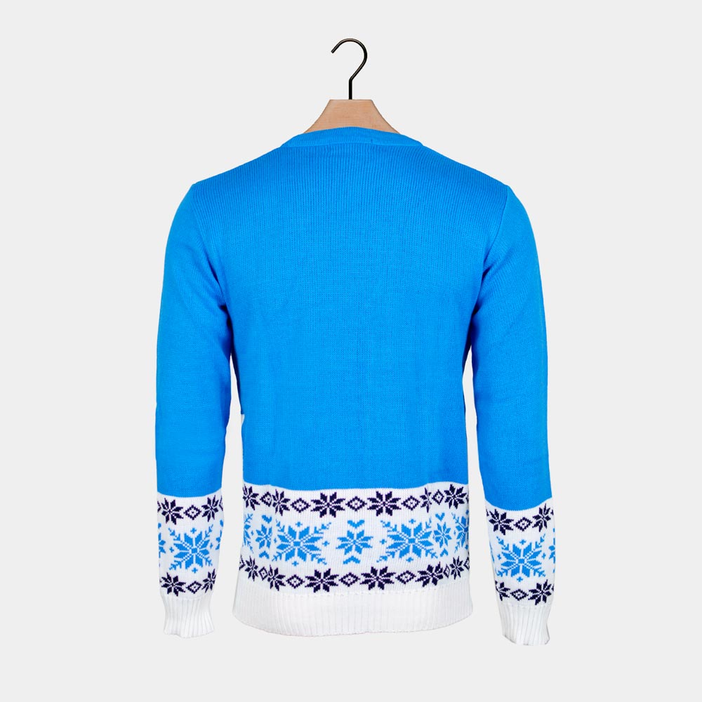 skating Reindeer Light Blue Couple's Christmas Jumper