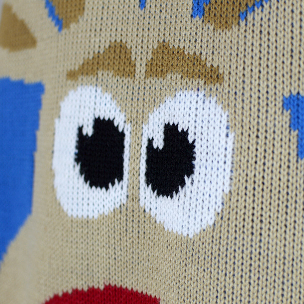 Light Blue Couple's Christmas Jumper with Reindeer and Snow detail