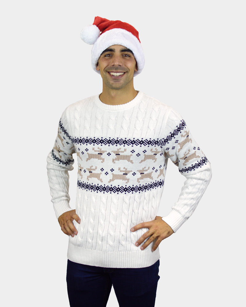Alaska Classy White Womens Christmas Jumper mens