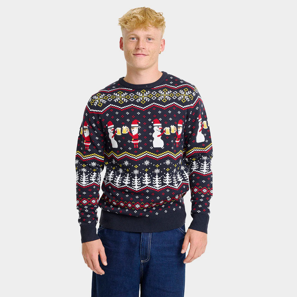 Mens Christmas Jumper Cheers Santa