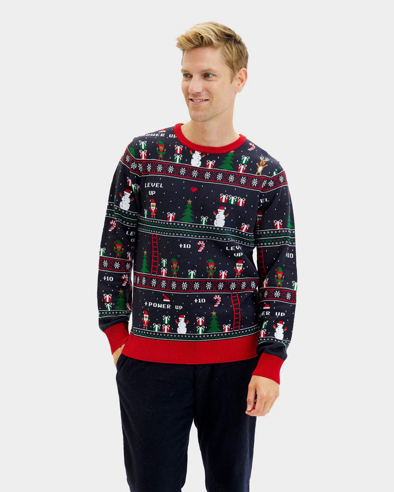 Mens Christmas Jumper Gaming Vintage