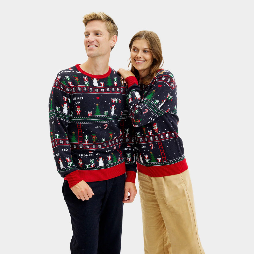 Mens Christmas Jumper Vintage Gaming Couple