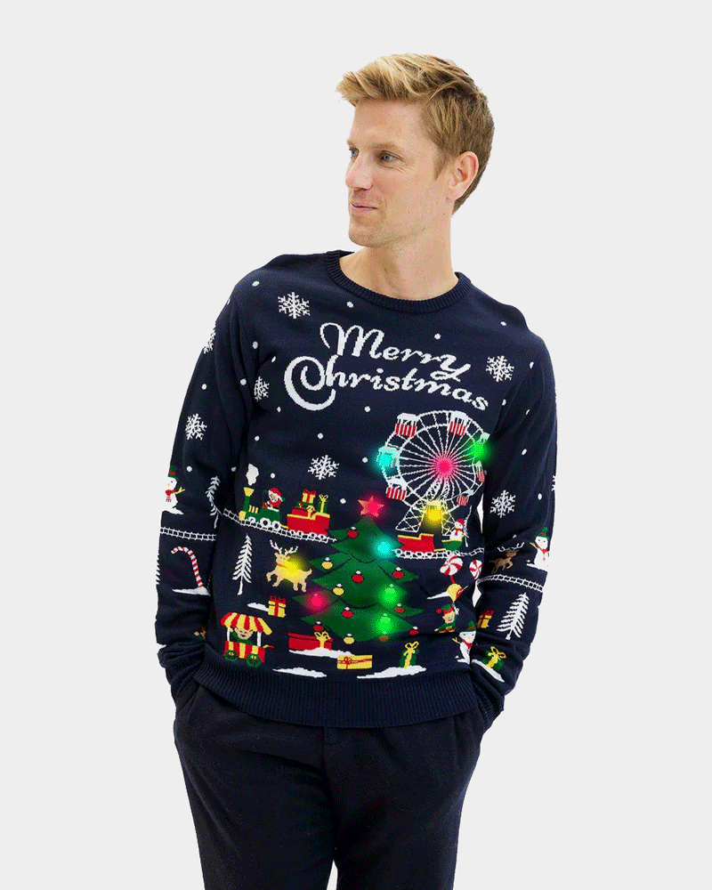 Mens LED light-up Christmas Jumper Winter Wonderland