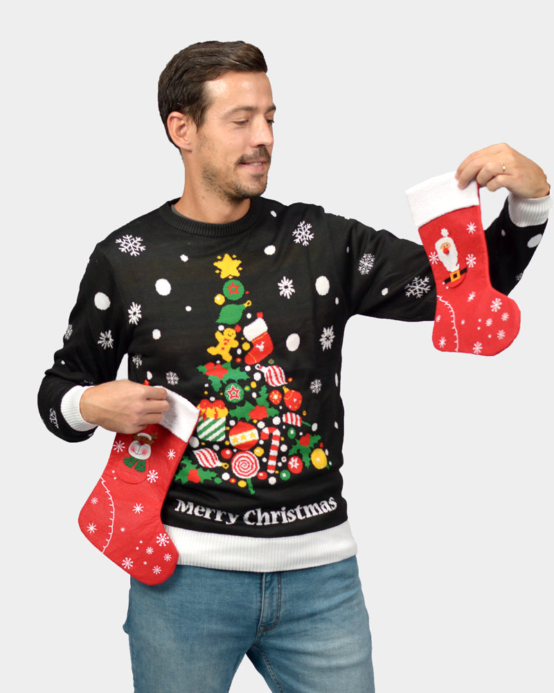 Womens Black Christmas Jumper Mens Merry Christmas