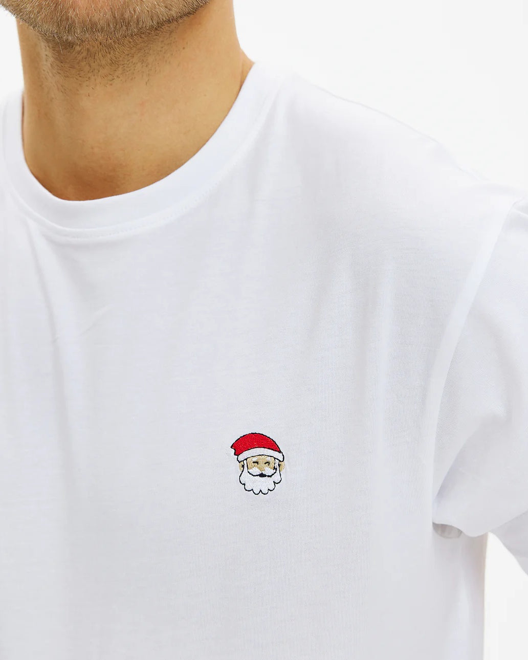 Men's and Women's Christmas T-Shirt Santa White