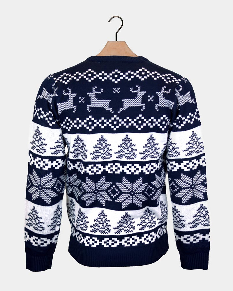North Pole Blue Christmas Jumper back