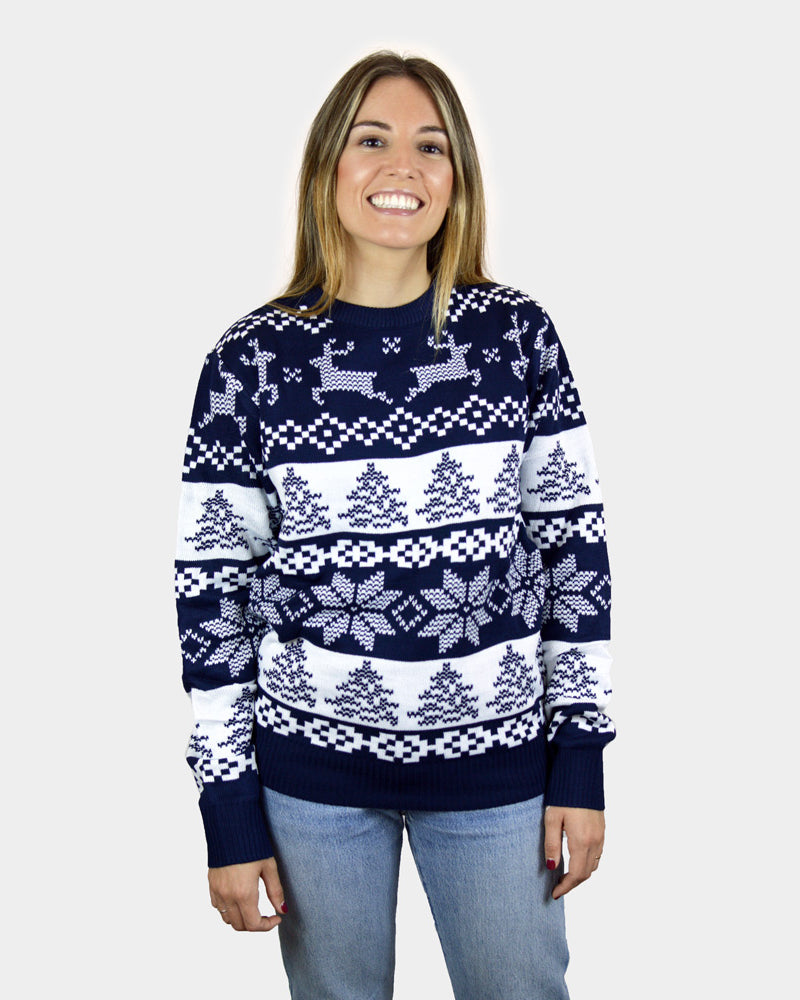 North Pole Blue Christmas Jumper womens