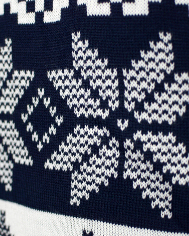 North Pole Blue Family Christmas Jumper detail