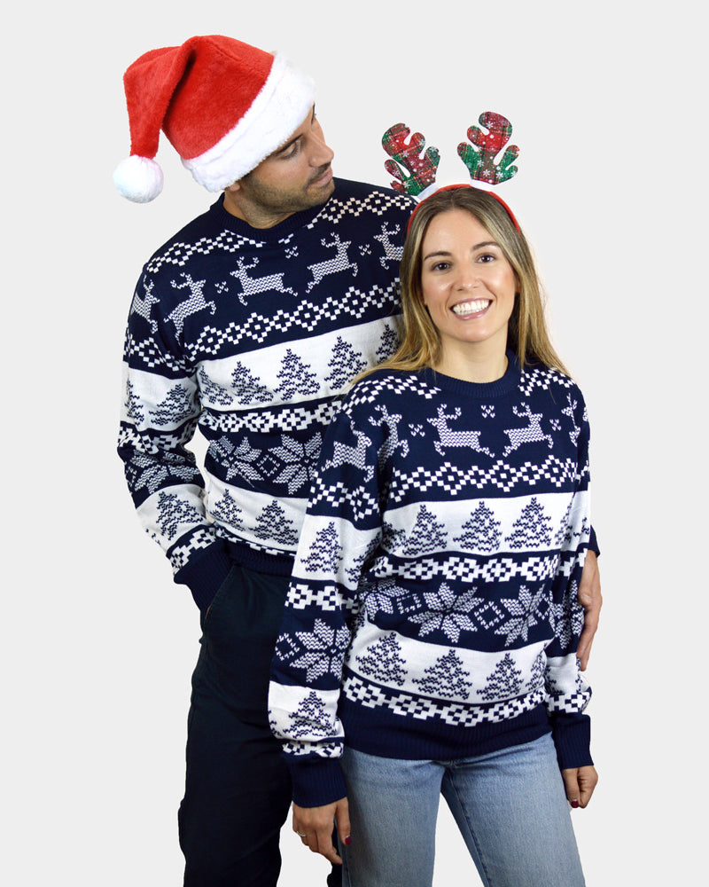 North Pole Blue Boys and Girls Christmas Jumper for Womens and Mens