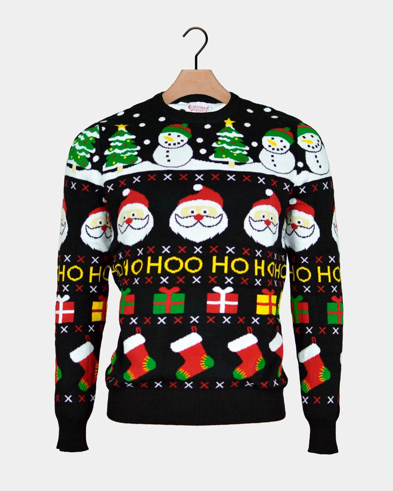 Organic Cotton Men's Christmas Jumper Santa, Gifts and Snowmen