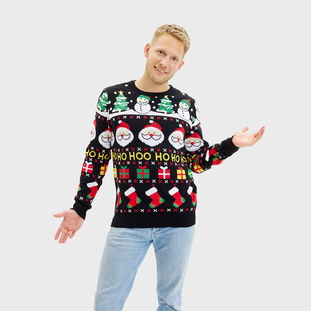 Organic Cotton Snowmen Mens Christmas Jumper Santa Gifts