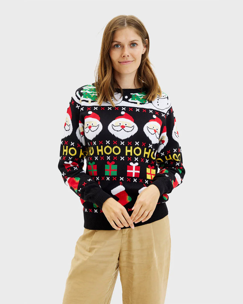 Organic Cotton Womens Christmas Jumper Santa Gifts Snowmen