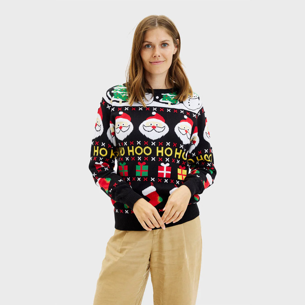 Organic Cotton Womens Christmas Jumper Santa Gifts Snowmen