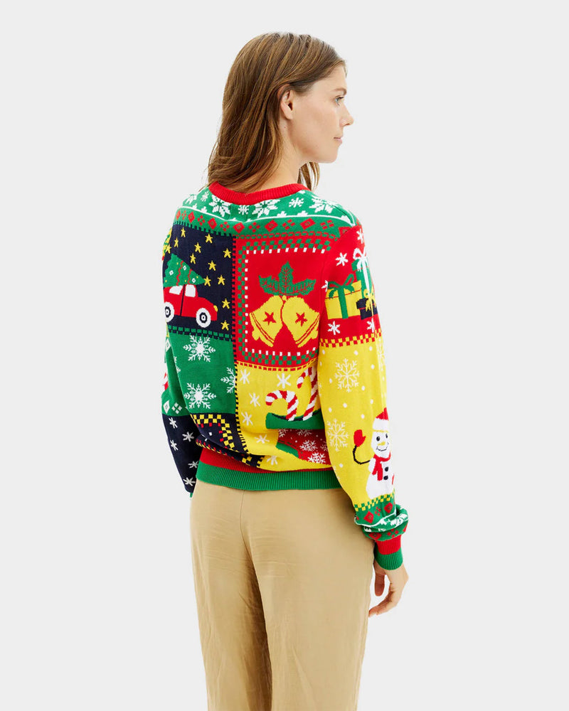 Patchwork Organic Cotton Womens Christmas Jumper