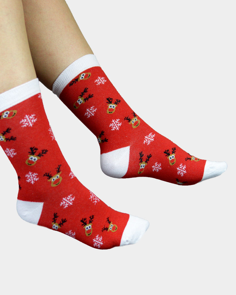 Red Christmas Socks with Rudolph the Reindeer