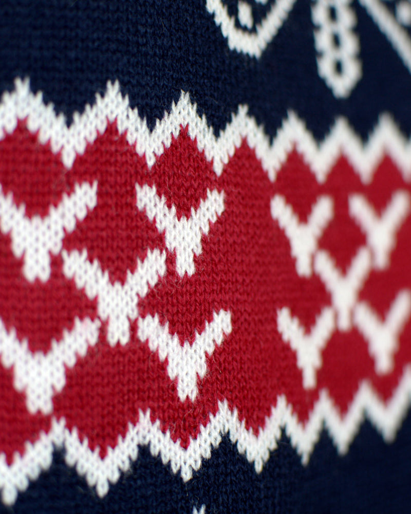 Red and Blue Strips Men's Christmas Jumper detail